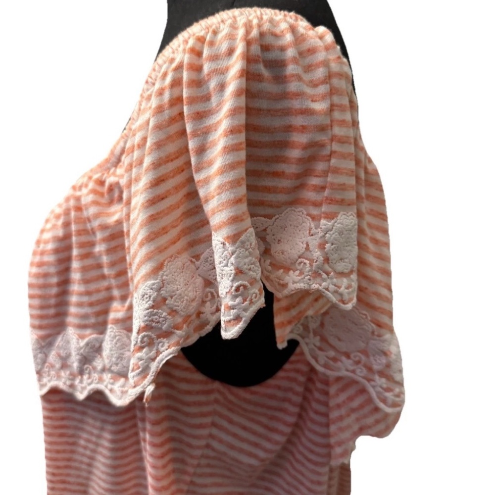 Tommy Hilfiger Short Sleeve Orange & White Embroidered Blouse, Size 2X - Picture 8 of 13